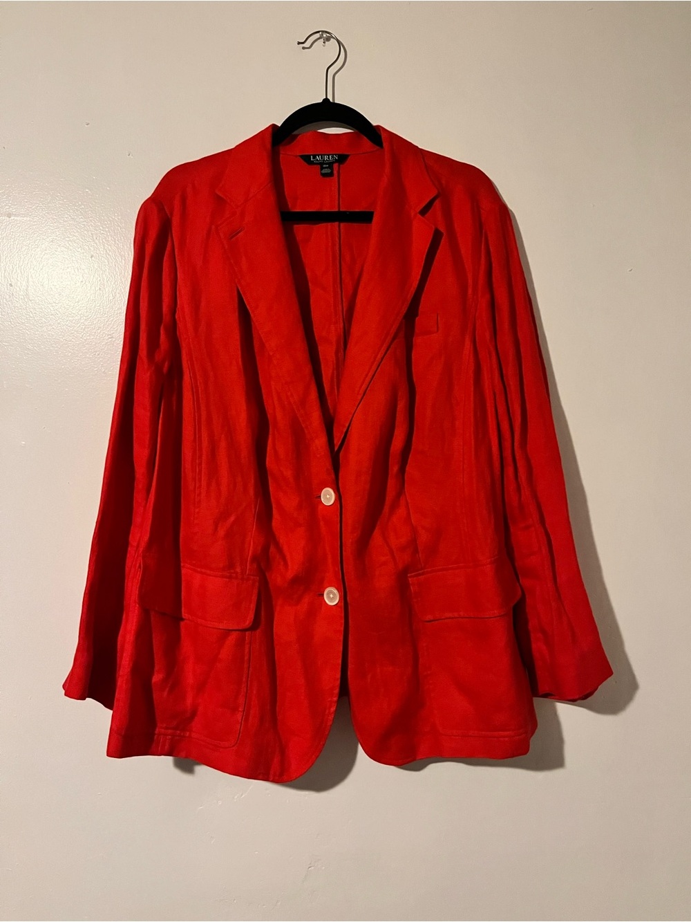 Ralph Lauren Bright Red Women's LINEN Blazer Jacket